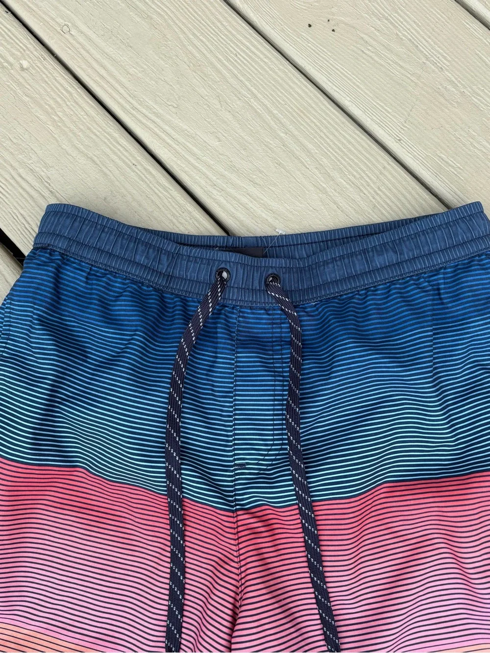 QUICKSILVER Blue, Pink & Yellow Ombre Stripe Board-shorts, Size: S
